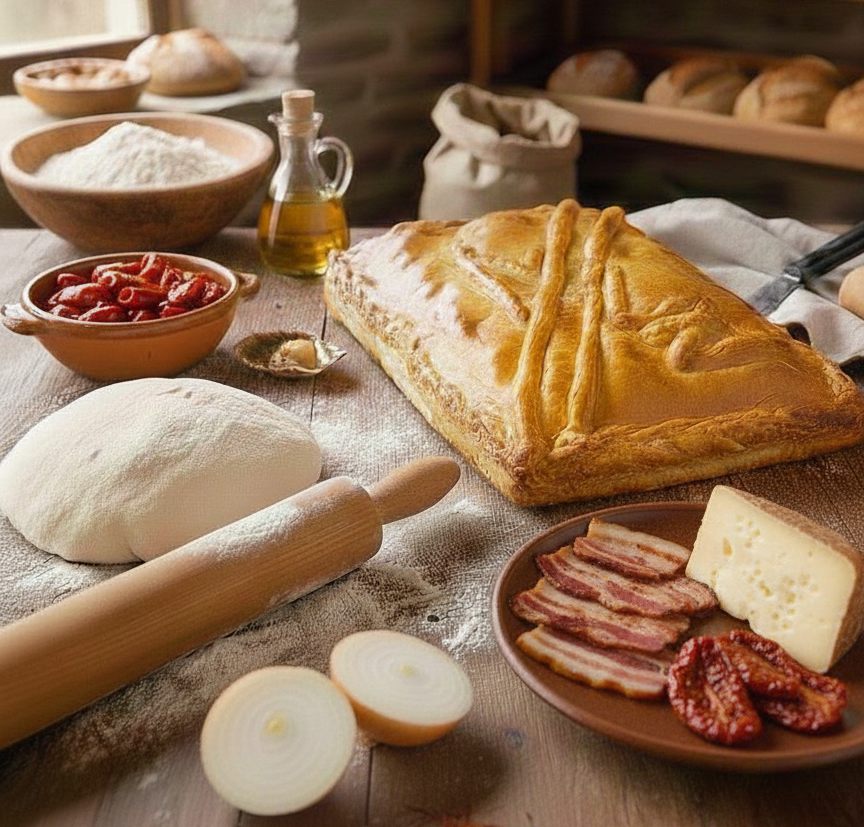 Empanada gallega de bacon, queso, tomates secos y pimientos caramelizados - MORALON - 10