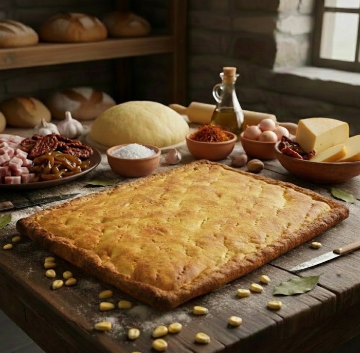 Empanada gallega de bacon, queso, tomates secos y pimientos caramelizados con masa de maíz artesanal - MORALON - 10