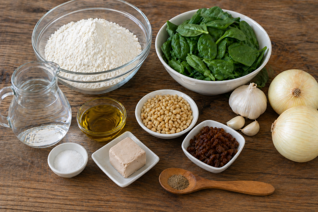 ingredientes para receta de panadons de espinacas