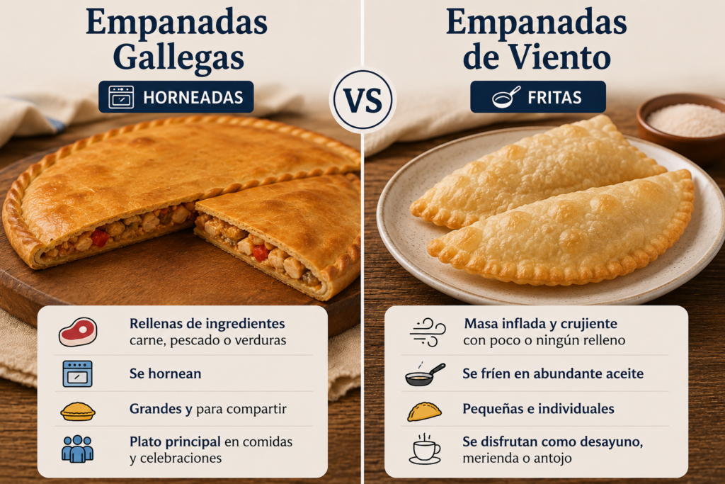 diferencias entre la empanada gallega y la empanada de viento